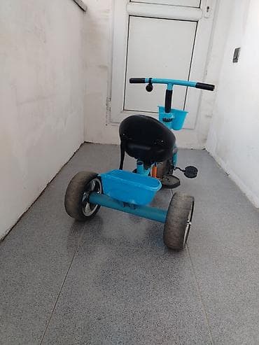 robot oyuncaqlar: Uşaq üçtəkərli velosipedi - Rəng: mavi - Ön səbət və arxa yük qutusu — 3
