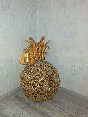 Digər ev dekoru: Qızılı dekorativ küknar/ananasa bənzər 3-lü dekor seti - Material — 3