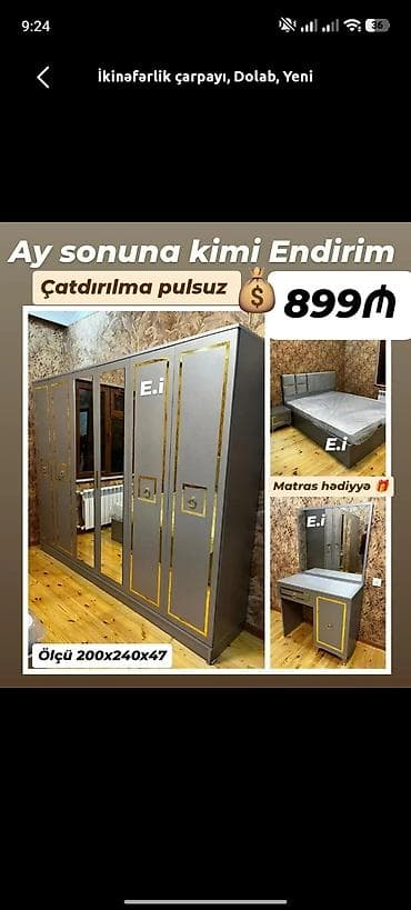 ay: İkinəfərlik çarpayı, Dolab, Yeni — 1