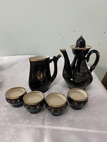 piyalə: Çay dəsti, rəng - Qara, Keramika, 4 nəfərlik — 1