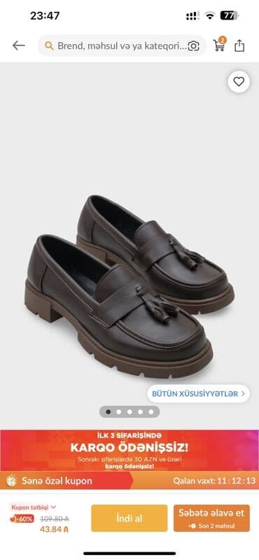 mavi mokasinlər: Ölçü: 37, rəng - Qəhvəyi, İşlənmiş — 1