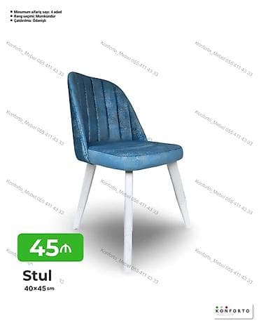 kohnə stul: Stul – 40×45 sm - Yumşaq, rahat oturacaq və bel dayağı - Dikişli — 1