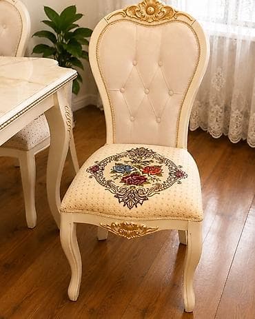 Klassik üslubda elegant yemək otağı stulu - Rəng və üslub: Krem-ağ