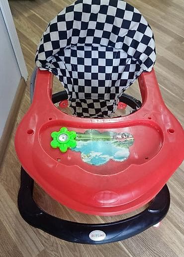 ucuz manej: Babyland uşaq yerigədəni - Rəng: qırmızı üst panel, qara baza, damalı — 3