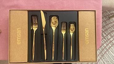 Emsan qızılı rəngdə 6 nəfərlik çəngəl, bıçaq və qaşıq dəsti( 2 lalafo.az -da Emsan qızılı rəngdə 6 nəfərlik çəngəl, bıçaq və qaşıq dəsti( 2