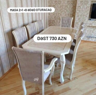 boyama seti: Qonaq otağı üçün, Yeni, Açılan, Oval masa, 6 stul — 7