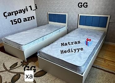 agsuda tecili satilan evler: Tək nəfərlik çarpayı. Ağ rəngli korpuslu və mavi yumşaq başlıqlı — 1