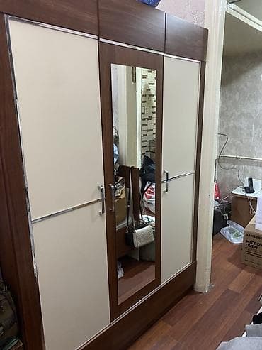 Mebel dəsti – şkaf və çarpayı - Üslub: müasir, qəhvəyi-açıq krem — 1
