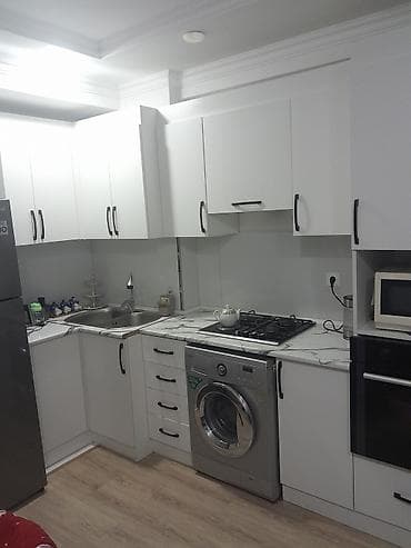 quxna mebilleri: Ağ rəngli, müasir dizaynlı mətbəx mebeli dəsti - Planlama: L şəklində — 3