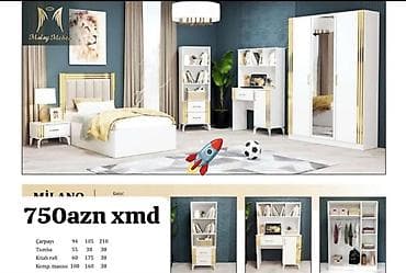 Milano gənc otağı mebel dəsti Komplekt: - Çarpayı – 94 × 105 × 210 -