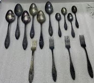 SSR dövrünə aid melxior qaşıq, çəngəl, bıçaq və digər mətbəx qablarını — 2