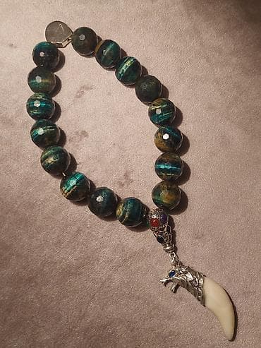 vasmi tesbeh: Təsbeh – bədii dizaynlı, canavar başlığı təbii canavar dişi və 925 — 4