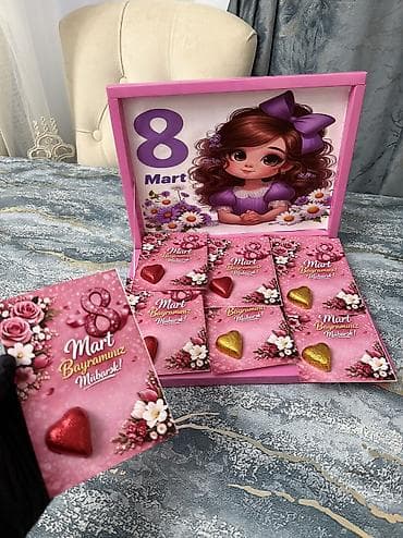 8 Marta özəl Əldə cəmi 1 qutu qalıb Qutuda 20 ədəd kartlı şokalad
