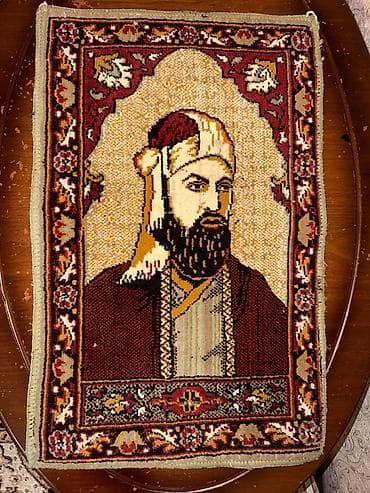 şəki halvası: Miniatura ölçülü dekorativ xalça/tablo – portret kompozisiyalı Kökəni — 1