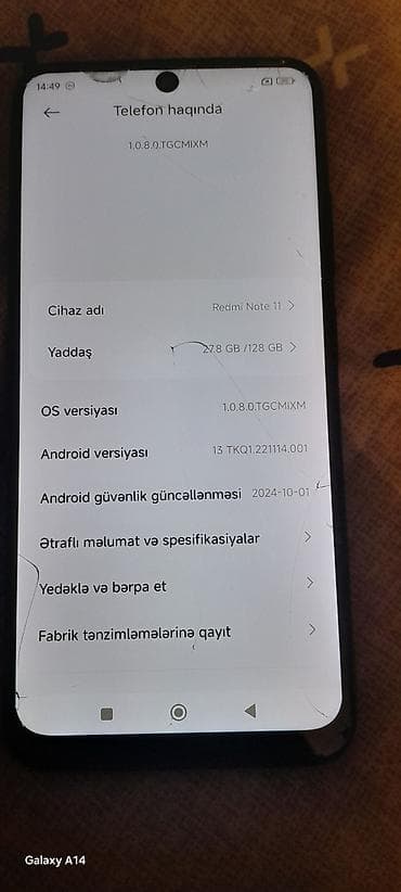 rəsmi not 11: Redmi Note 11, 128 GB, rəng - Qara, Qırıq — 3