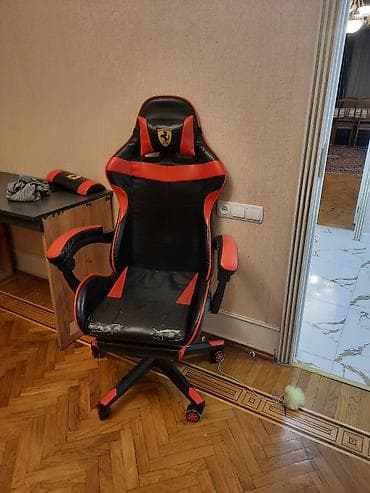 Qara-qırmızı rəngdə gaming/ofis kreslosu - Yarış üslublu dizayn