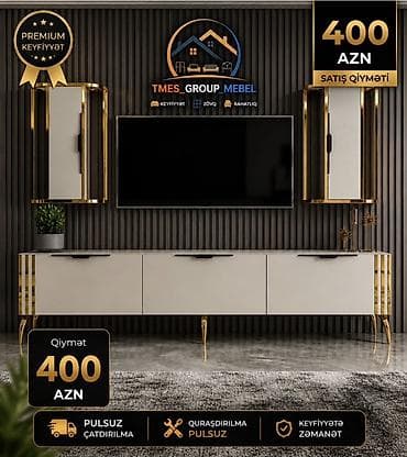 samsung tv olculeri: TV stend dəsti – müasir dizayn, qızılı detallar Komplekt: - 1 ədəd TV — 1