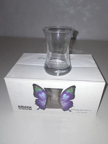 elit qab qacaq: Çay dəsti, rəng - Ağ, Şüşə, 6 nəfərlik — 1