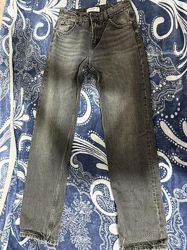 koja şalvarlar: Pull bear Bershka Zara Şalvarlar 32-34 Rəngli yuyulma effektli jeans — 5