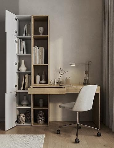 Ofis dəst mebeli: Minimalist iş masası və saxlama modulu dəsti - Dizayn: Skandinaviya — 3