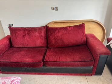 диван и 2 кресла мягкая мебель: Divan, İşlənmiş, Açılmayan, Bazasız, Vеlur parça, Çatdırılma yoxdur — 1