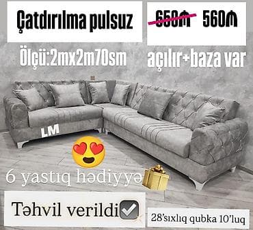 стуля: Künc divan dəsti – açılır və bazalı model. Ölçü: 2 m x 2 m 70 sm — 1