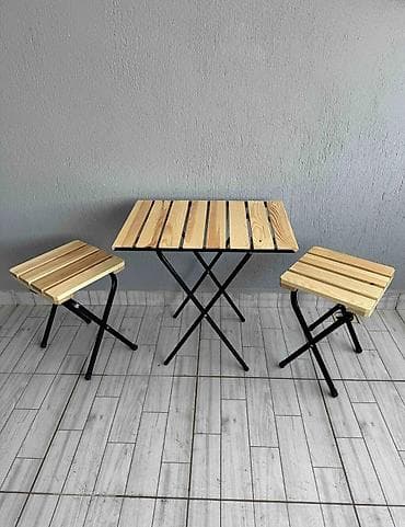 qatlanan stullar: Yeni, Kvadrat masa, 2 stul, Açılan, Stullar ilə, Taxta — 8