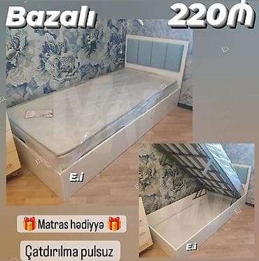 Təknəfərlik çarpayı, Bazalı, Matras ilə, Siyirməsiz
