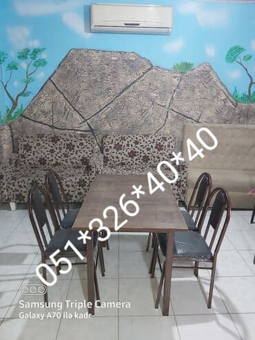 Masa və oturacaq dəstləri: Qonaq otağı üçün, Yeni, Açılan, Dördbucaq masa, 10 stul — 13