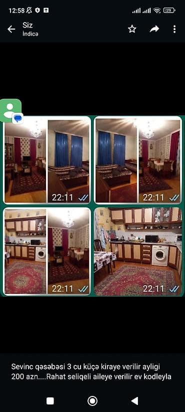 Sevinc qəsəbəsi 3 cu küçə kiraye verilir ayligi 200 azn. Rahat