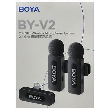BOYA BY-V2 2.4 GHz Simsiz professional yaxa mikrofonu sistemi. İki