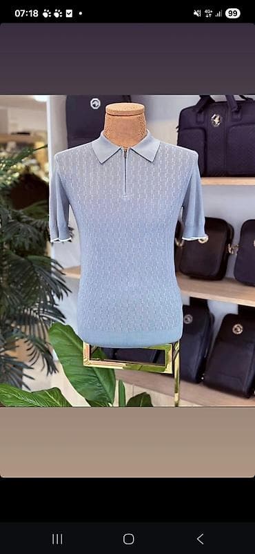 вязаные мужские пуловеры: Məhsul: Kişi trikotaj polo köynəyi - Dizayn: Klassik polo yaxa, ön — 9