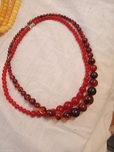 аксессуары из бисера: Sarı-çəhrayı tonlarda muncuq dəsti Boyunbağı ve bilerzik — 5