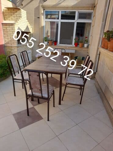 stul ev ucun: Qonaq otağı üçün, Yeni, Açılan, Dördbucaq masa, 6 stul — 4