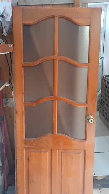 2107 qapi: Şüşəli taxta otaq/qapı - Material: natural taxta karkas, şüşə — 1