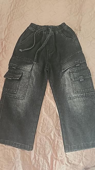 cins salvar: Uşaq üçün qara rəngli karqo cins şalvar - Model: Karqo üslubunda — 1