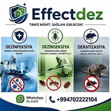 Dezinfeksiya, dezinseksiya | Taxtabiti, Birələr, Tarakanlar | Nəqliyyat, Ofislər, Mənzillər — 1
