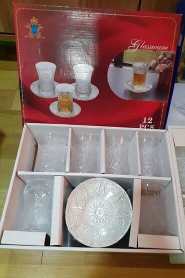 Otaq bitkiləri: Çay dəsti, rəng - Ağ, Şüşə, 6 nəfərlik — 1