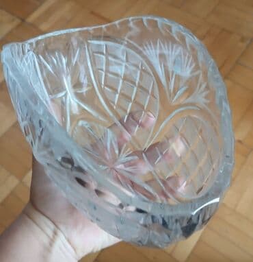 meyve ağacları: Kəsme naxışlı kristal meyvə/salay qabı - Material: qalın, şəffaf — 2
