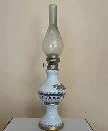 balka: Porselen gövdəli klassik kerosin lampası - Material: Ağ porselen — 2