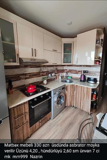 kamotlar mebel: Mətbəx mebeli satılır. Xüsusiyyətlər: - Üst və alt dolablar komplekt — 1