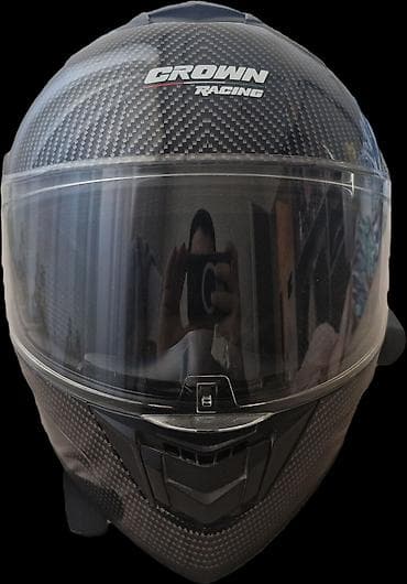dağ motoru: Crown Racing karbon dizaynlı motosiklet kaskı - Tip: Tam üzlü — 5