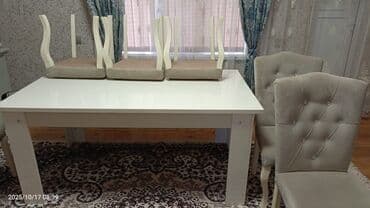 межкомнатные перегородки в баку: Qonaq otağı üçün, İşlənmiş, Açılmayan, Dördbucaq masa, 6 stul — 1