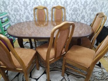 стол кухонный: Б/у, Овальный стол, 6 стульев — 1