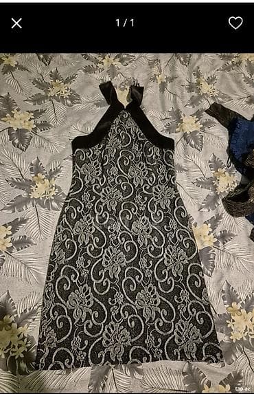 Qadın gecə/ziyafət donu - Rəng: qara üzərində gümüşü parıltılı