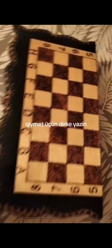 cadır ev: Taxta şahmat dəsti - Material: ağacdan hazırlanmış şahmat taxtası — 2