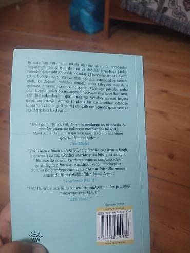 Bədii ədəbiyyat: Vulf Dorn – “Şizofrenik” (triller), “Psixiatr”ın müəllifindən. Üçüncü — 2