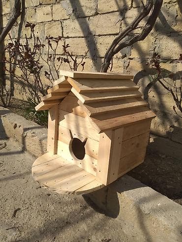Təbii ağacdan hazırlanmış dekorativ quş evi - Material: keyfiyyətli — 1