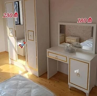 Yataq otağı dəstləri: Mebel dəsti – ağ rəngdə, qızılı haşiyələr və sapqollarla — 1
