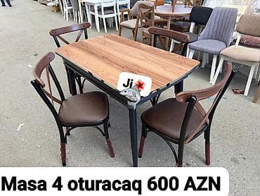 taxta satisi: Mətbəx üçün, Açılmayan, Dördbucaq masa, 4 stul — 1